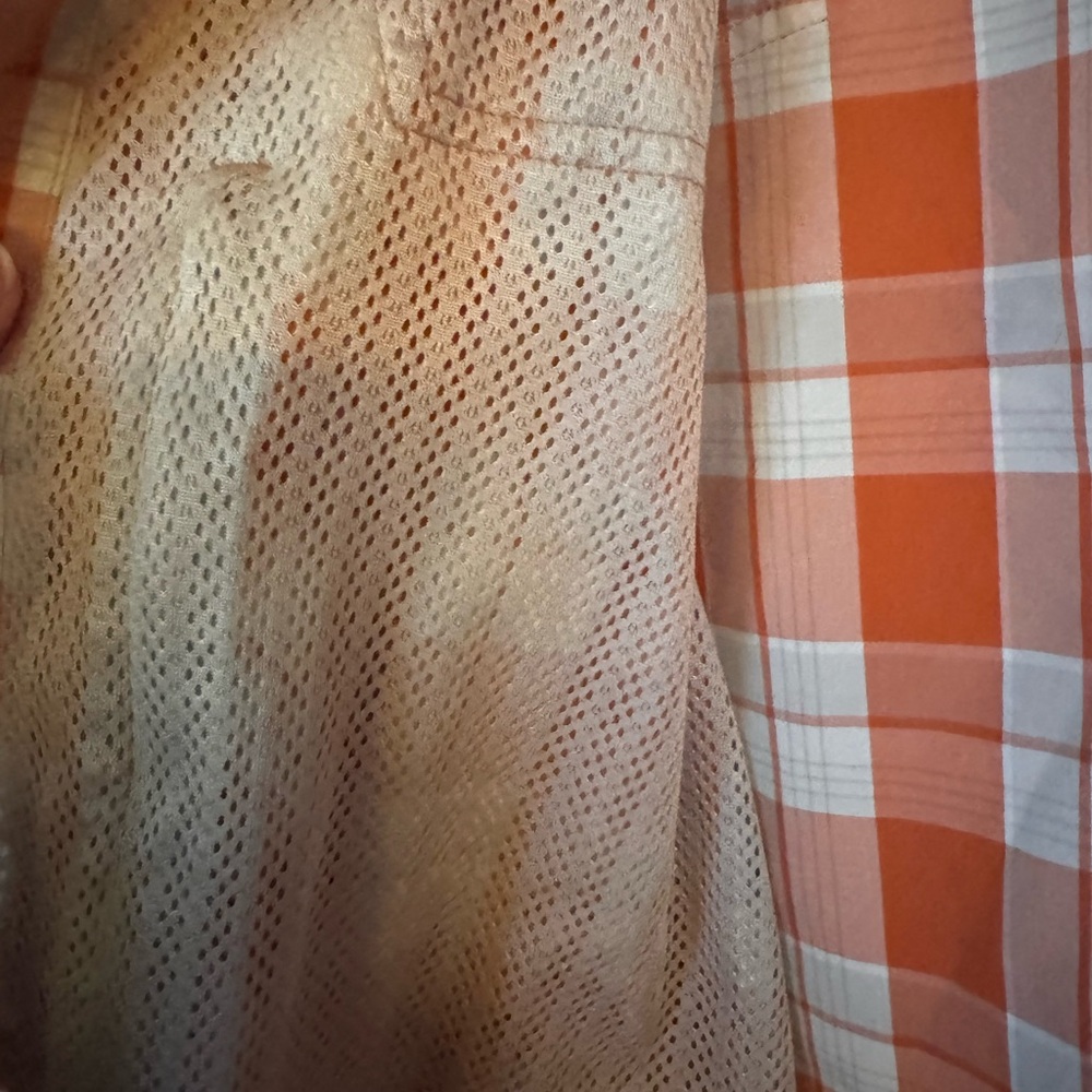 Patagonia Orange and White Plaid Short-Sleeve Button-Down Shirt - Picture 6 of 10